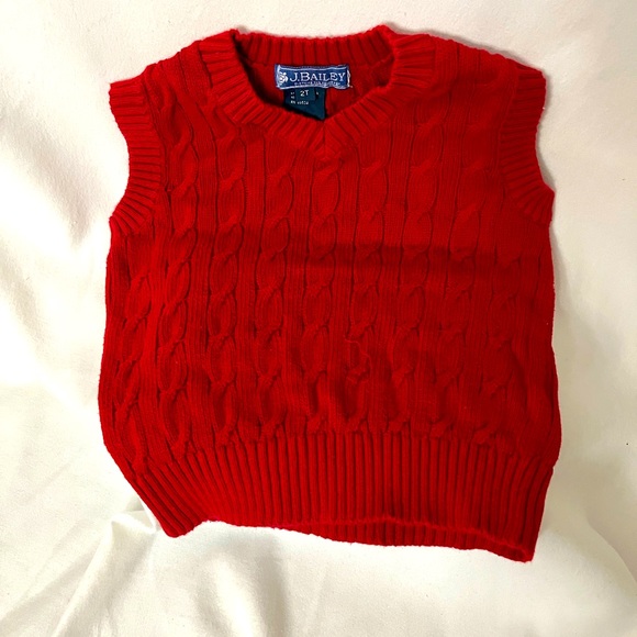 St. Simons Island, Georgia high end Children’s designer red cable sweater vest - Picture 3 of 3